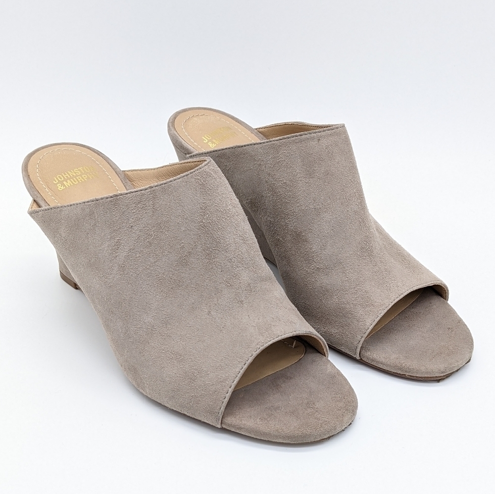 Johnston & Murphy tan wedge open toe slide 7
